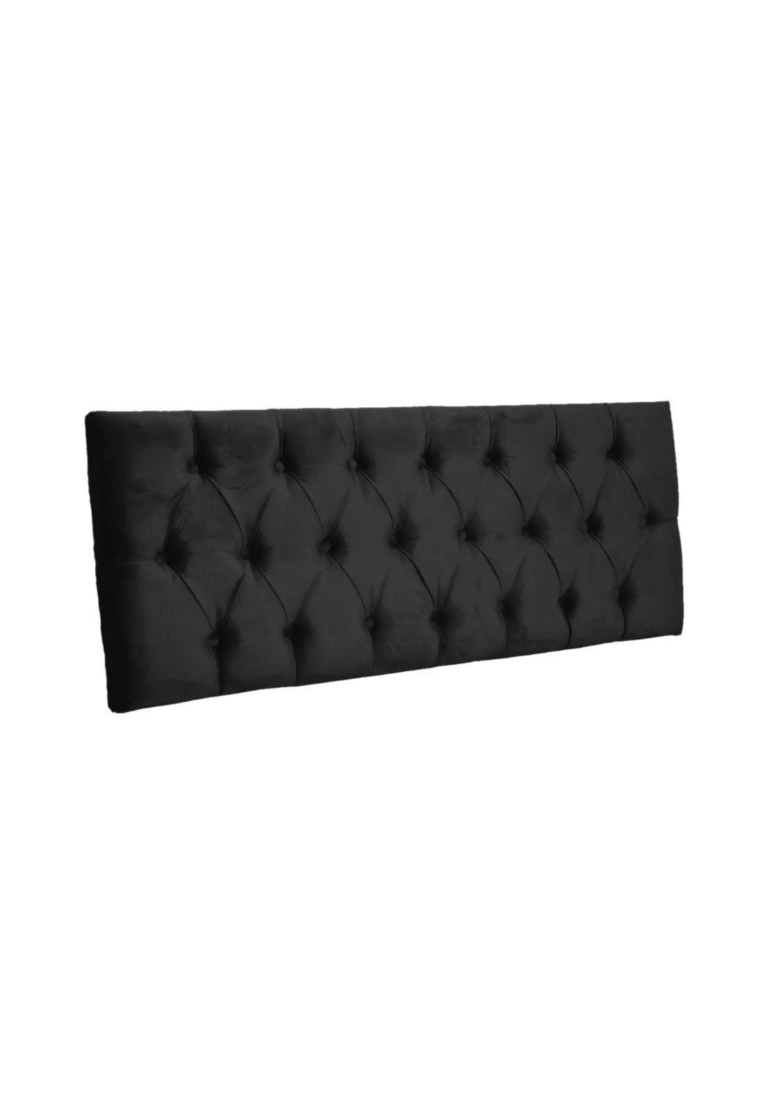 Respaldo Elegante 1 Plaza Capitone 105x60 CM Negro Felpa-1