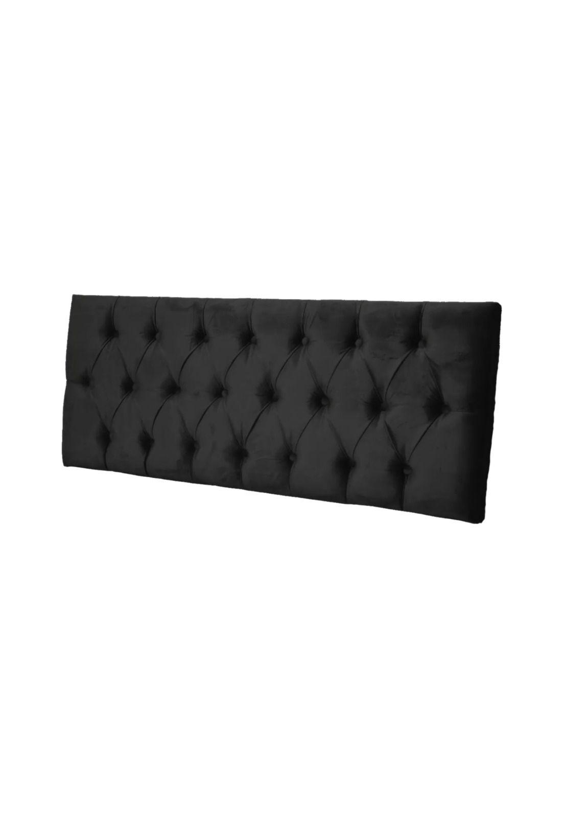 Respaldo Elegante 1 Plaza Capitone 105x60 CM Negro Felpa-2