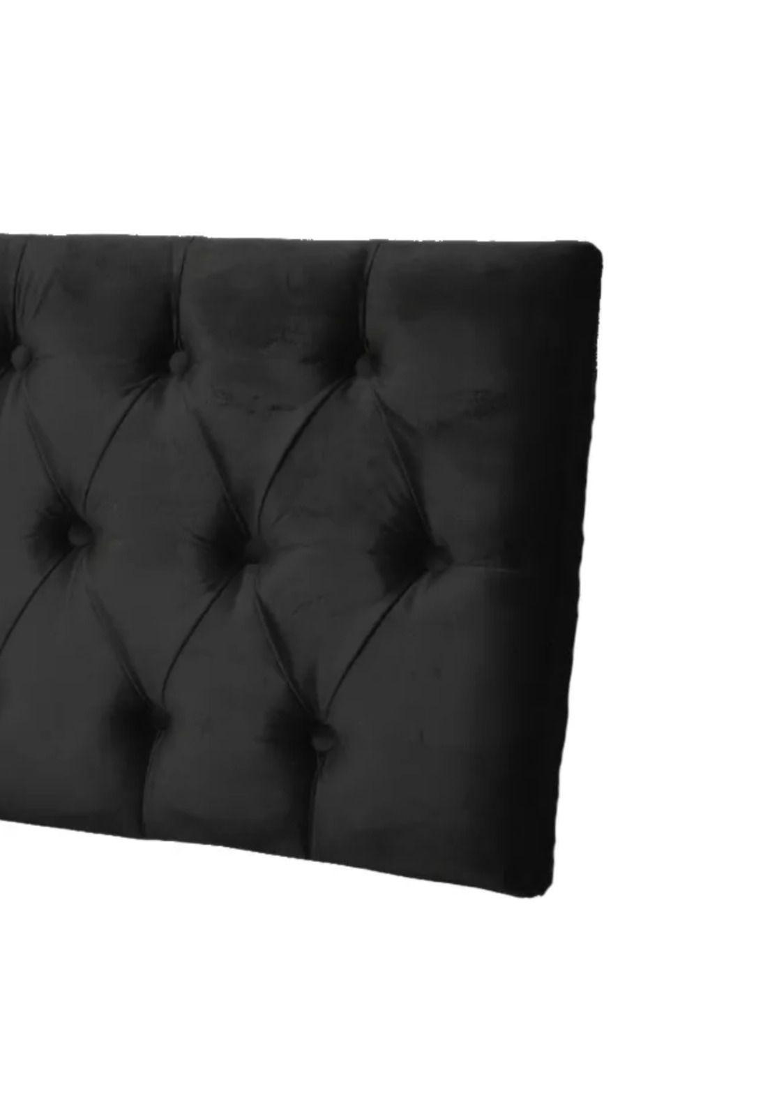 Respaldo Elegante 1 Plaza Capitone 105x60 CM Negro Felpa-3