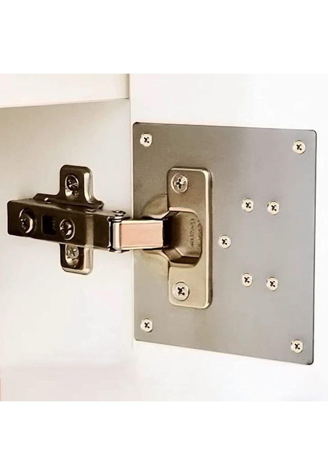 Set 2 Placas Reparación Bisagra Puerta Armario Mueble-7
