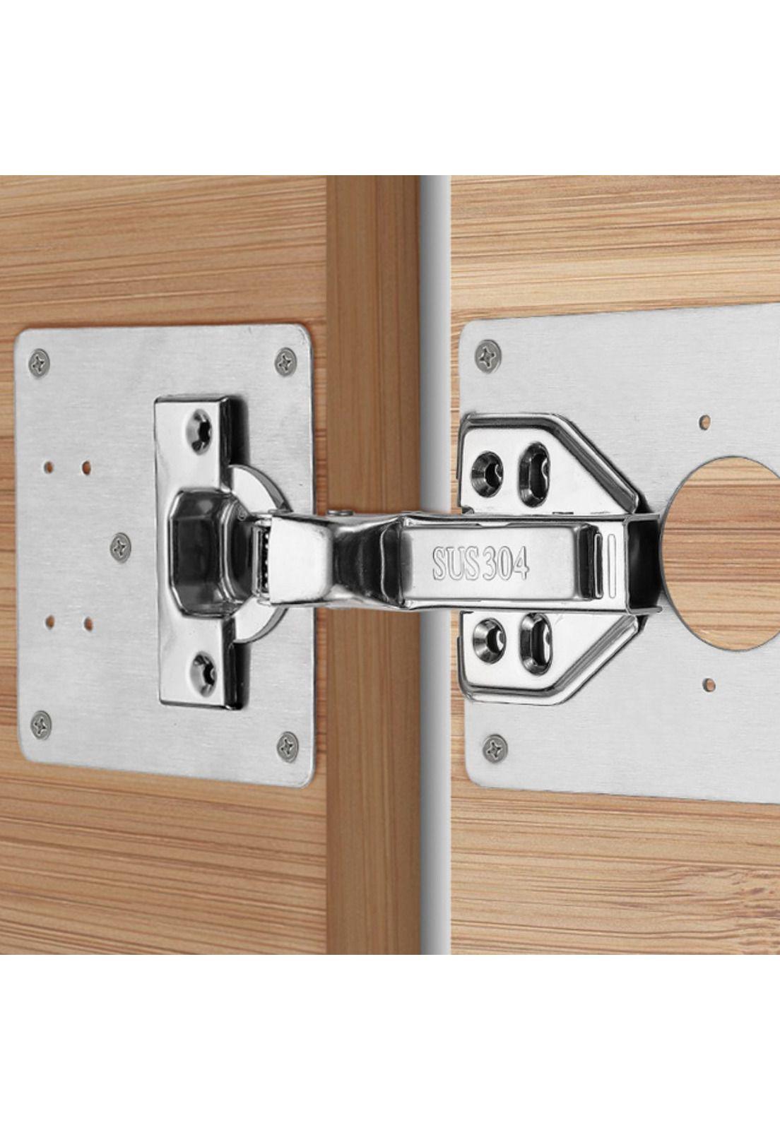 Set 2 Placas Reparación Bisagra Puerta Armario Mueble-8