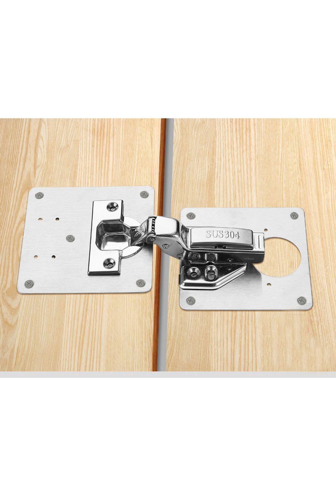 Set 2 Placas Reparación Bisagra Puerta Armario Mueble-9