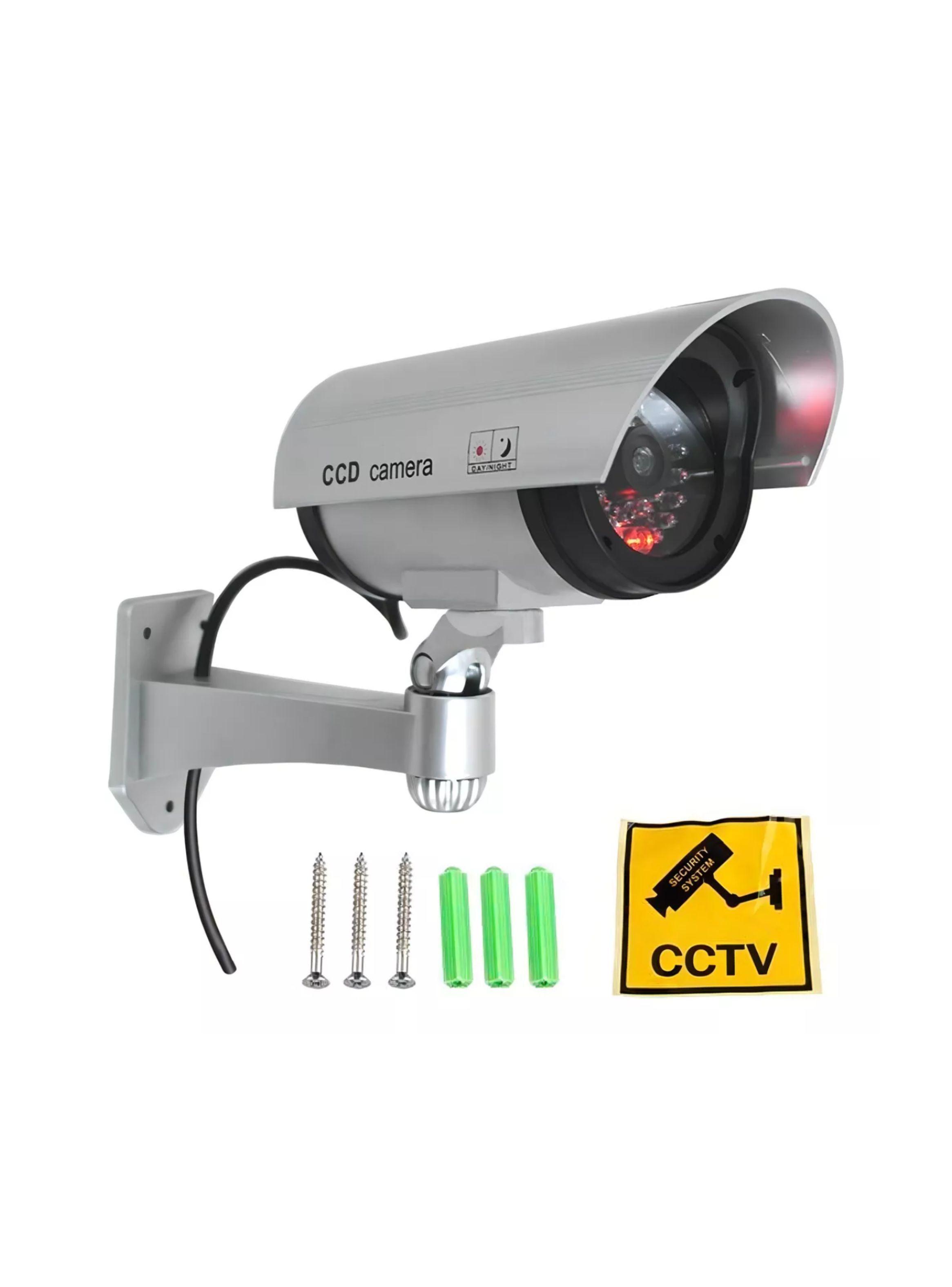 Cámara Seguridad Falsa LED Gris-2
