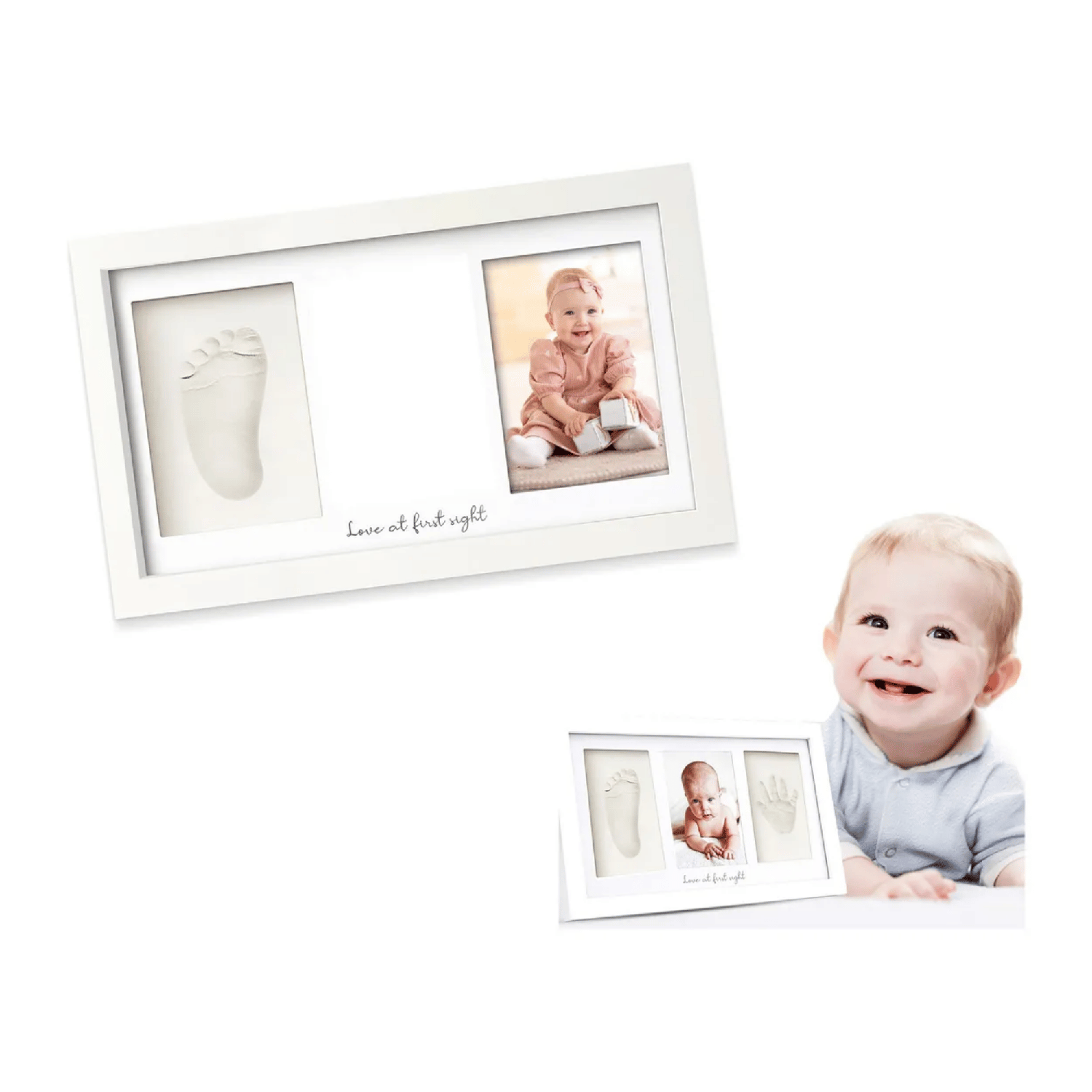 Kit Marco Huella Bebe Foto Arcilla Manos Pies 12,5x8,5 CM Blanco-2