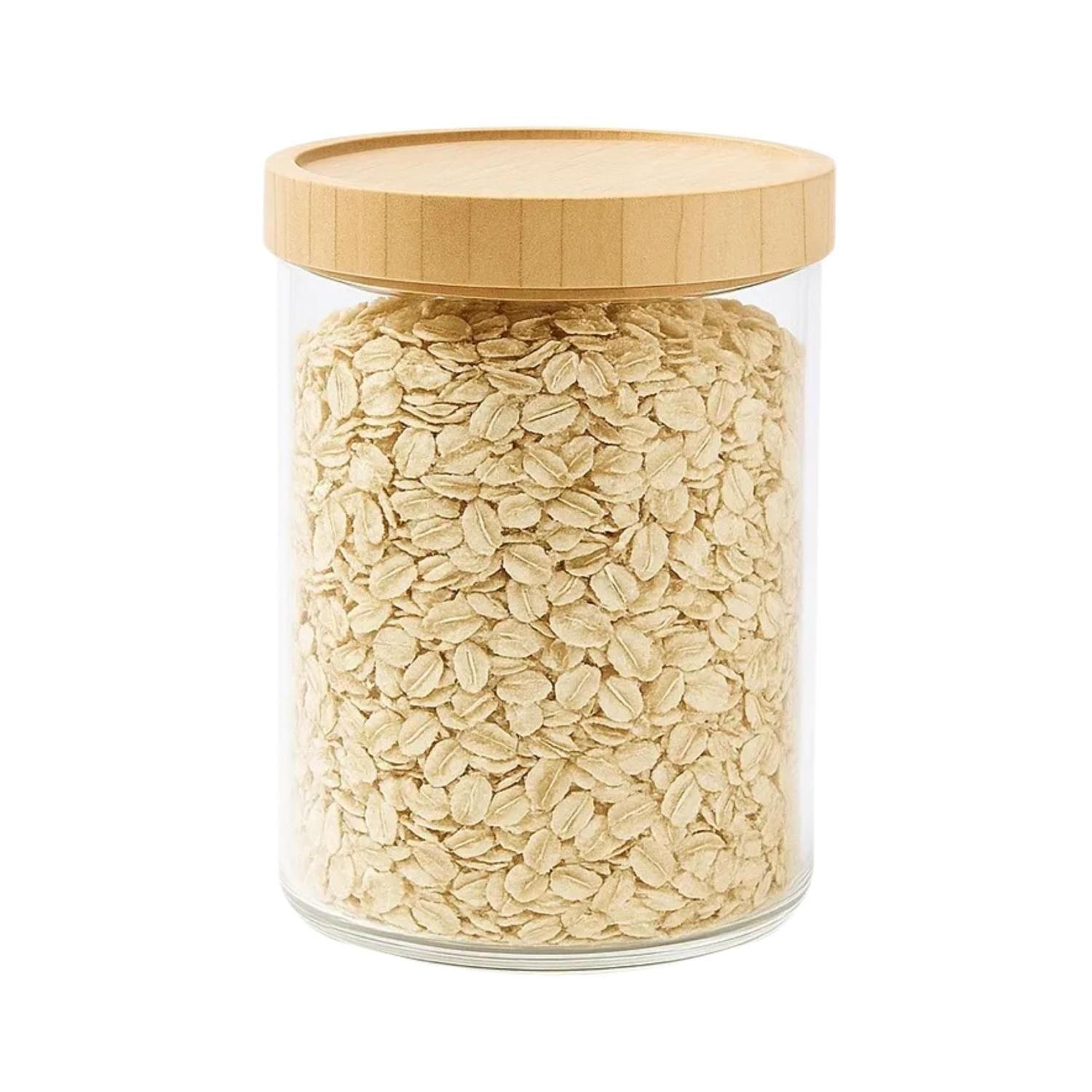 Pack 4 Frascos Contenedor Herméticos Vidrio Tapa Bambú 1000 ML-1