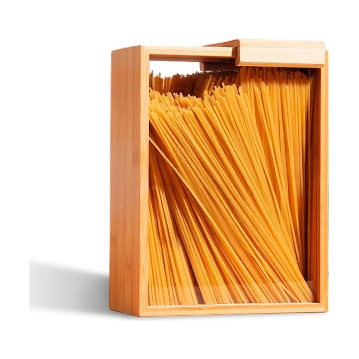 Contenedor Hermético Cuadrado Despensa Vidrio Bambú 2200 ML-3