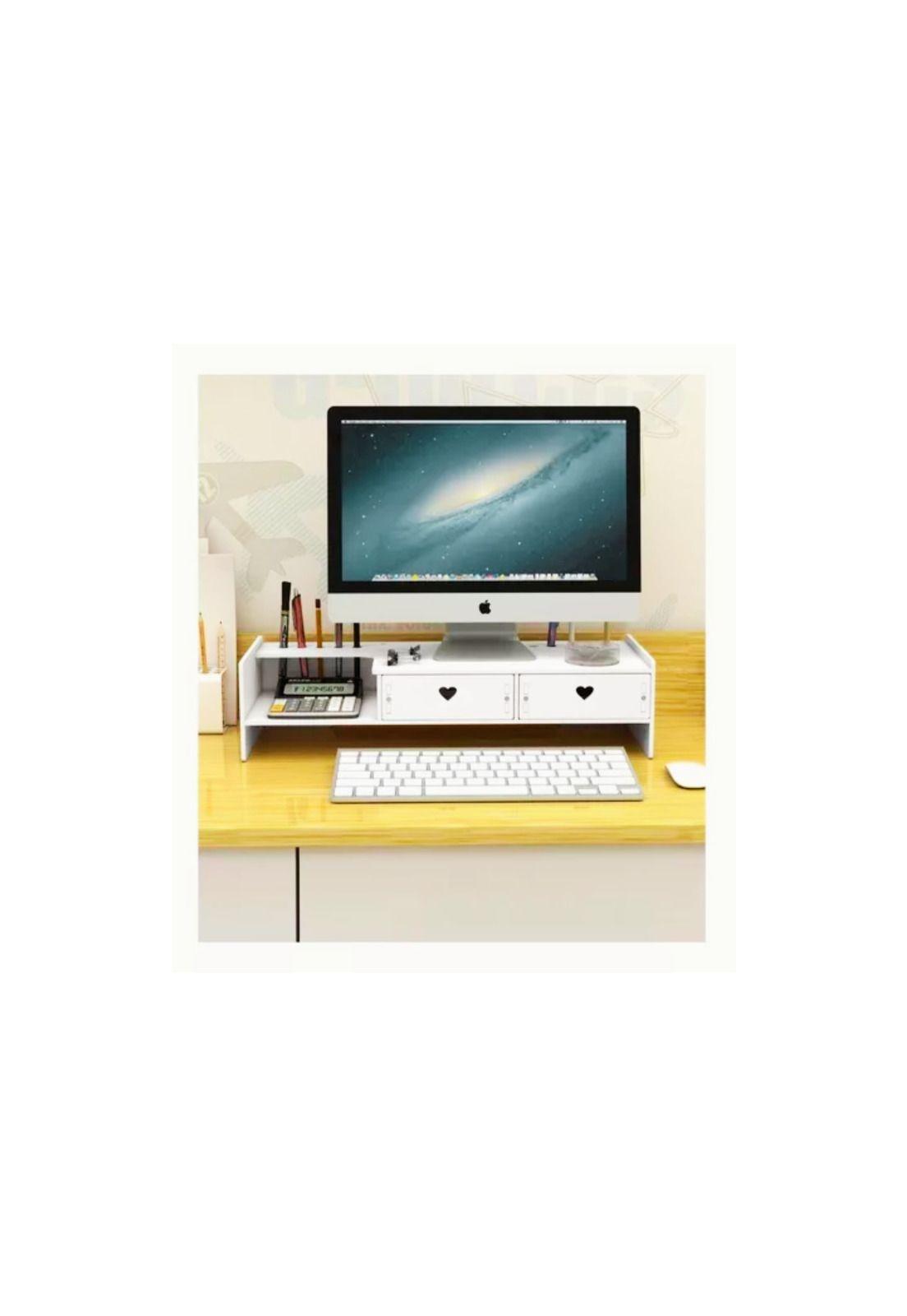 Organizador Escritorio Base Monitor Madera Corazón-2