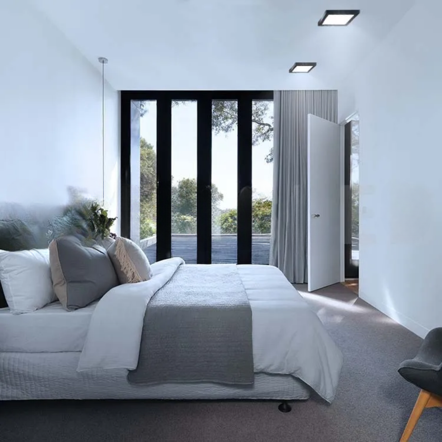 Panel LED Foco Plafón Cuadrado Sobrepuesto 24 Watt 220 V Negro Blanco Frío-3