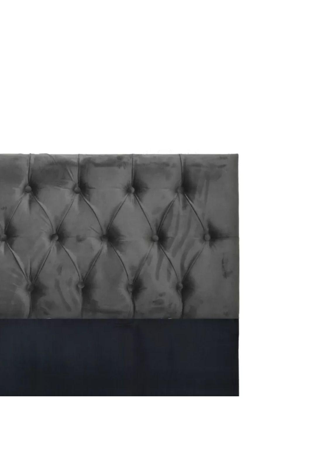 Respaldo Super King Piso Capitone Premiun 200x140 CM Gris Oscuro Felpa-2