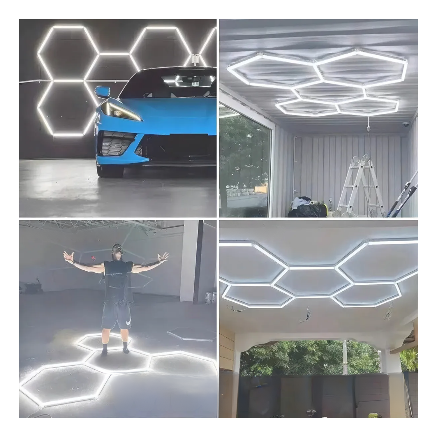 Luz LED Taller Techo Hexagonal 192 Watt Blanco-3