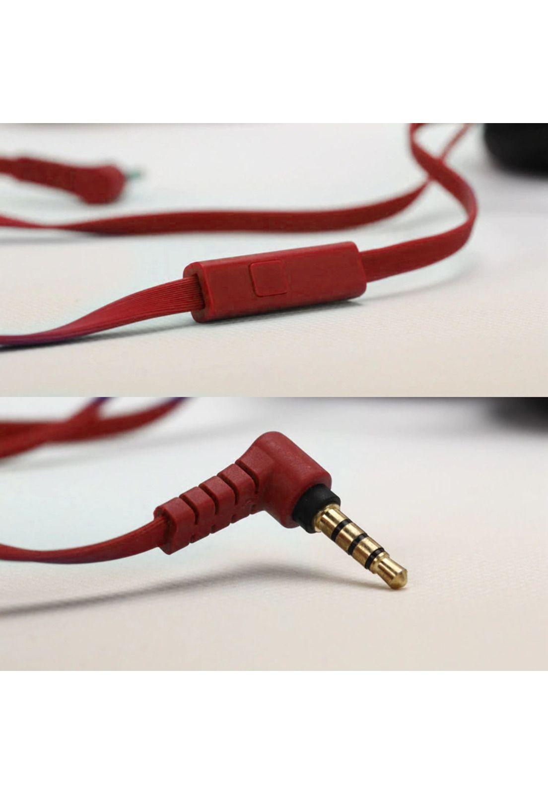 Audífono Extra Bass Micrófono 3.5 MM Plug Estéreo Rojo-3