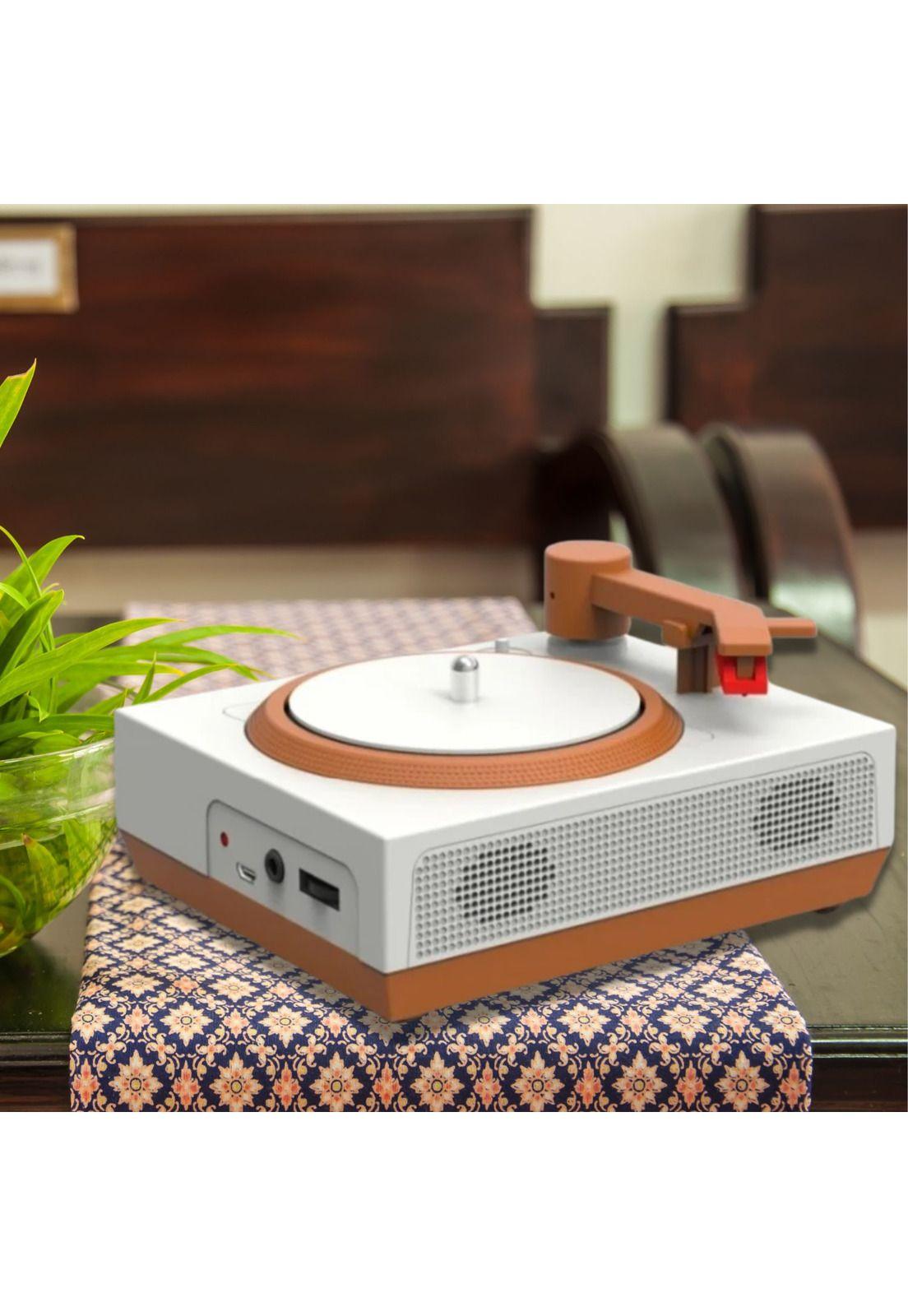 Tocadiscos Tornamesa Vinilo Mini Altavoces Bluetooth Naranjo-4