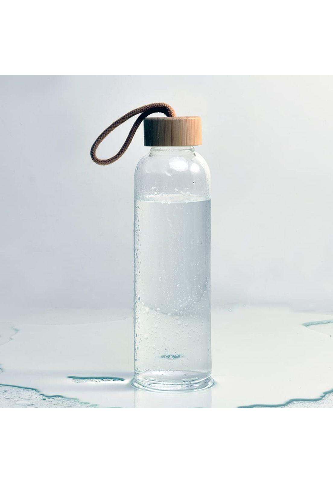 Botella Vidrio Tapa Bambú 500 ML-3