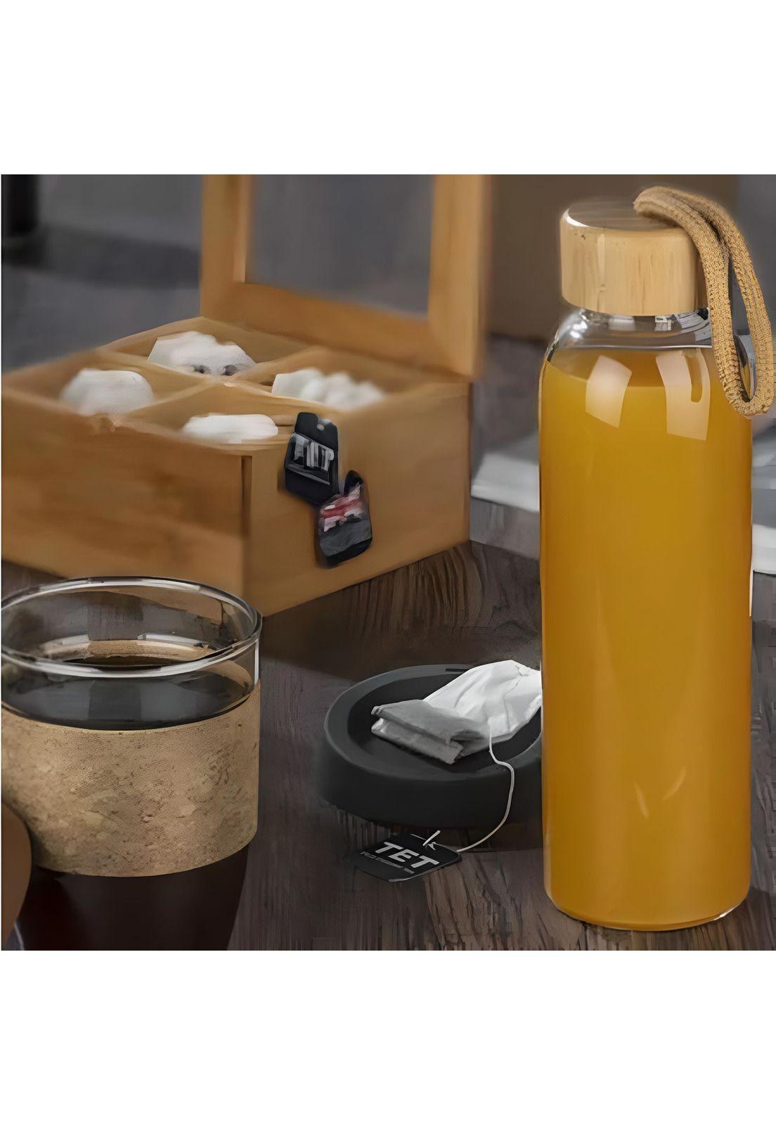Botella Vidrio Tapa Bambú 500 ML-4