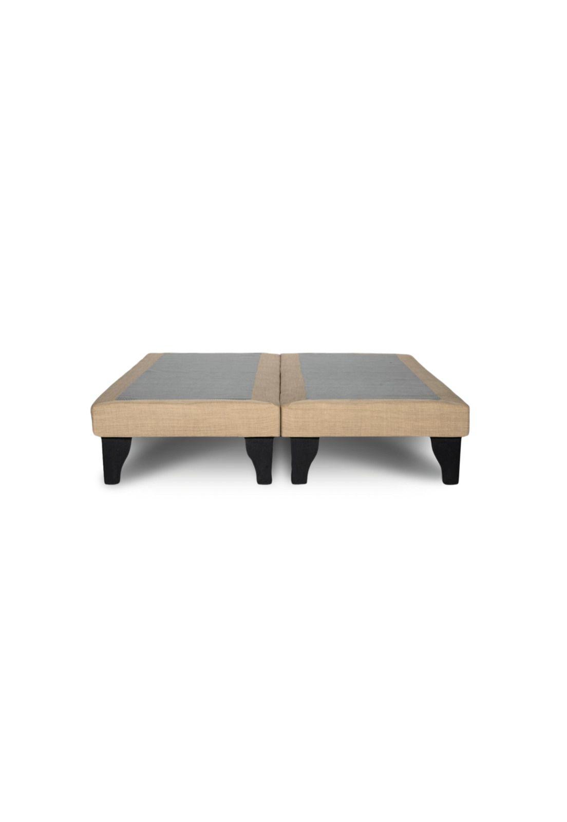Base Dividida Cama Europea 2 Plazas 150x200 CM Beige Felpa-2