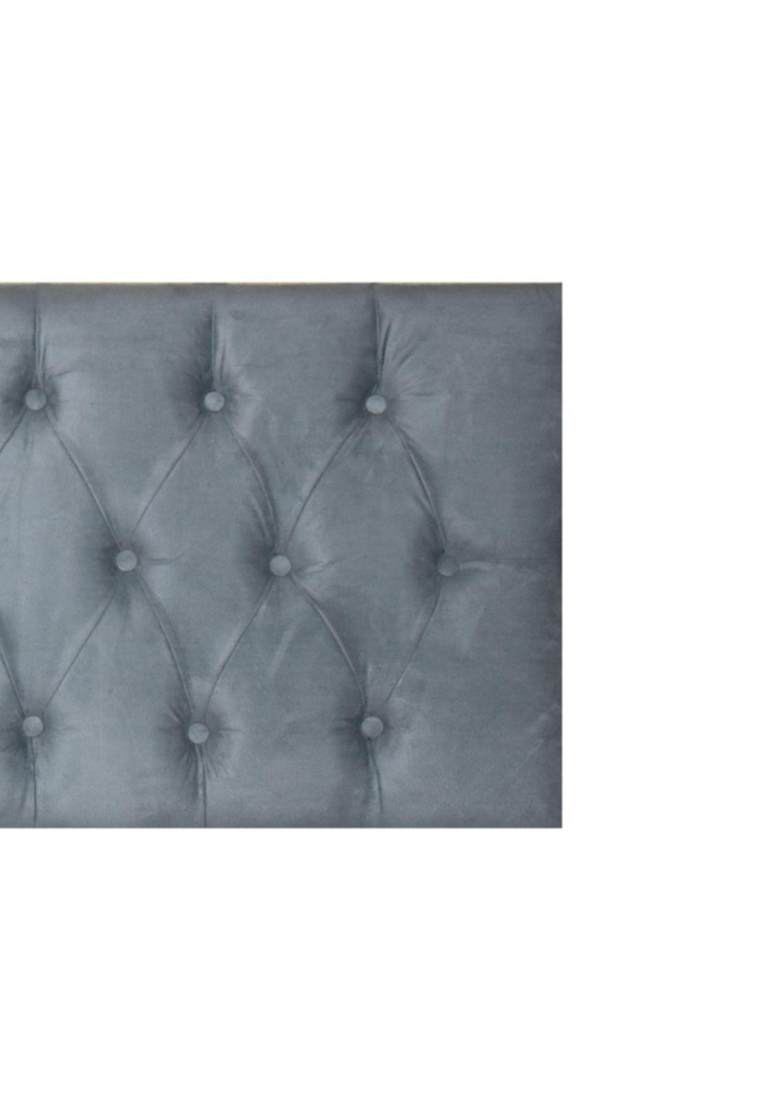 Respaldo Elegante 1 Plaza Capitone 105x60 CM Gris Azulado Felpa-2