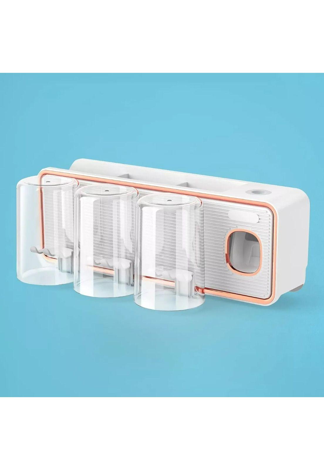 Dispensador Automático Pasta Dientes Porta Cepillo Blanco-3