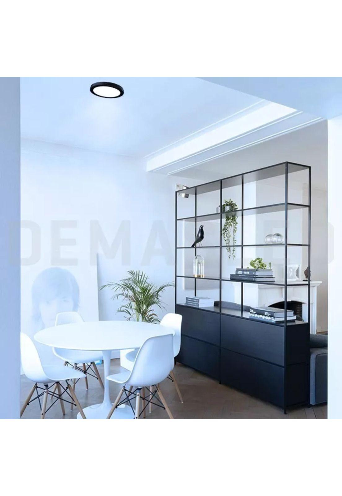 Foco Panel Led Plafón Sobrepuesto Redondo Luz Fría 220v 6000-6500°K Níquel Blanco 30 CM-3
