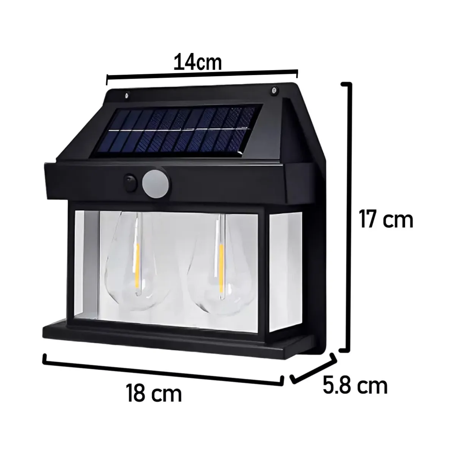 Lampara Solar Impermeable Sensor Movimiento 2 Watt Vintage-3