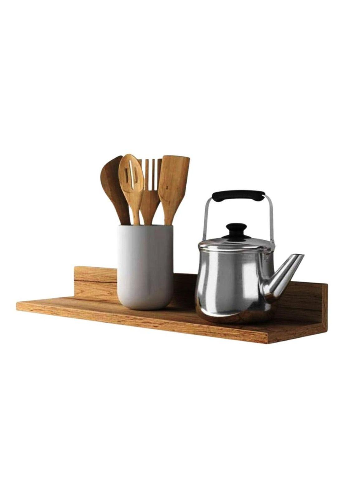 Set 4 Repisas Flotantes Rectas Soporte Café Claro 15x60x20 cm - 15x40x20 cm-4