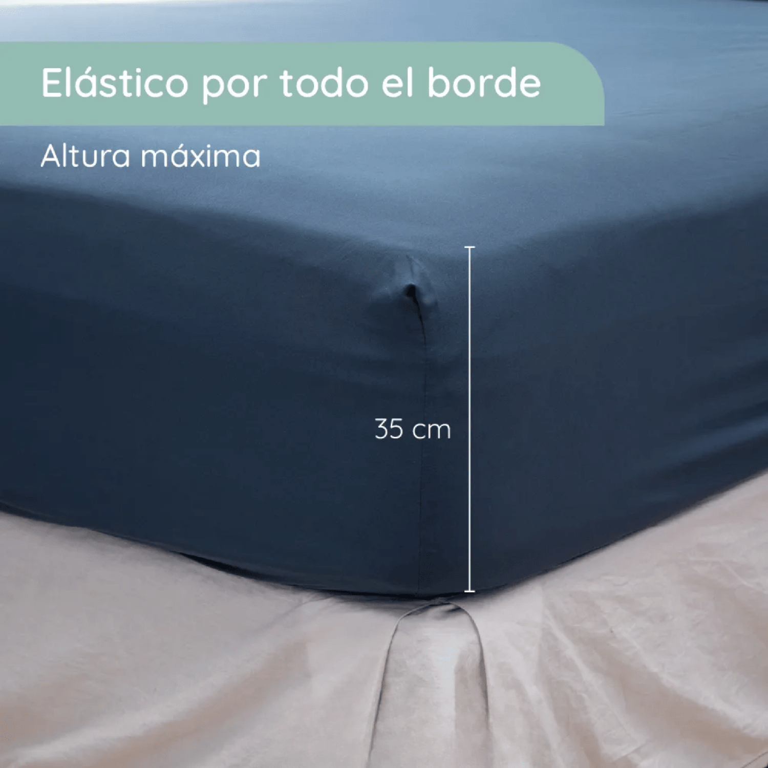 Sabanas 2 Plazas Microfibra 300 Hilos Azul Marino-4