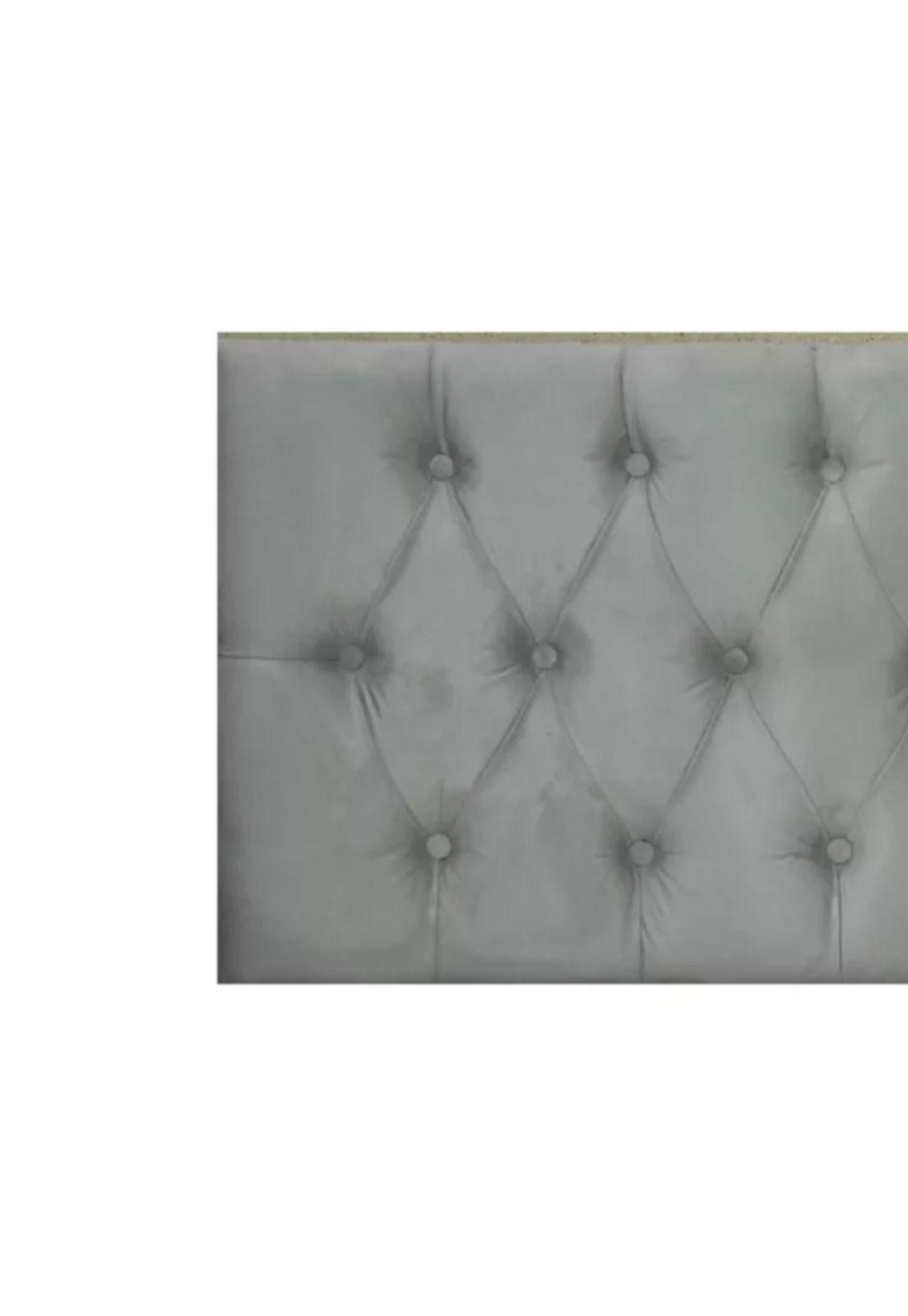 Respaldo Elegante 1 Plaza Capitone 105x60 CM Gris Claro Felpa-2