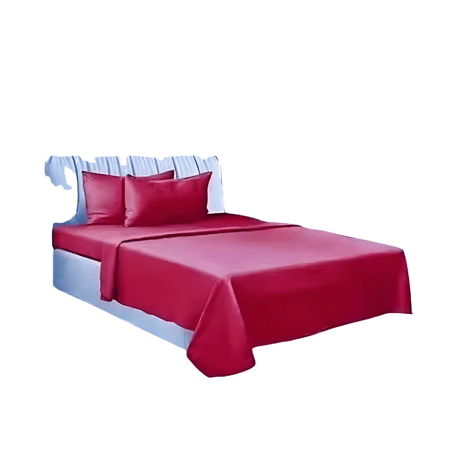 Sabanas 2 Plazas Elasticada 4 Piezas Polar 144 Hilos Rojo-2