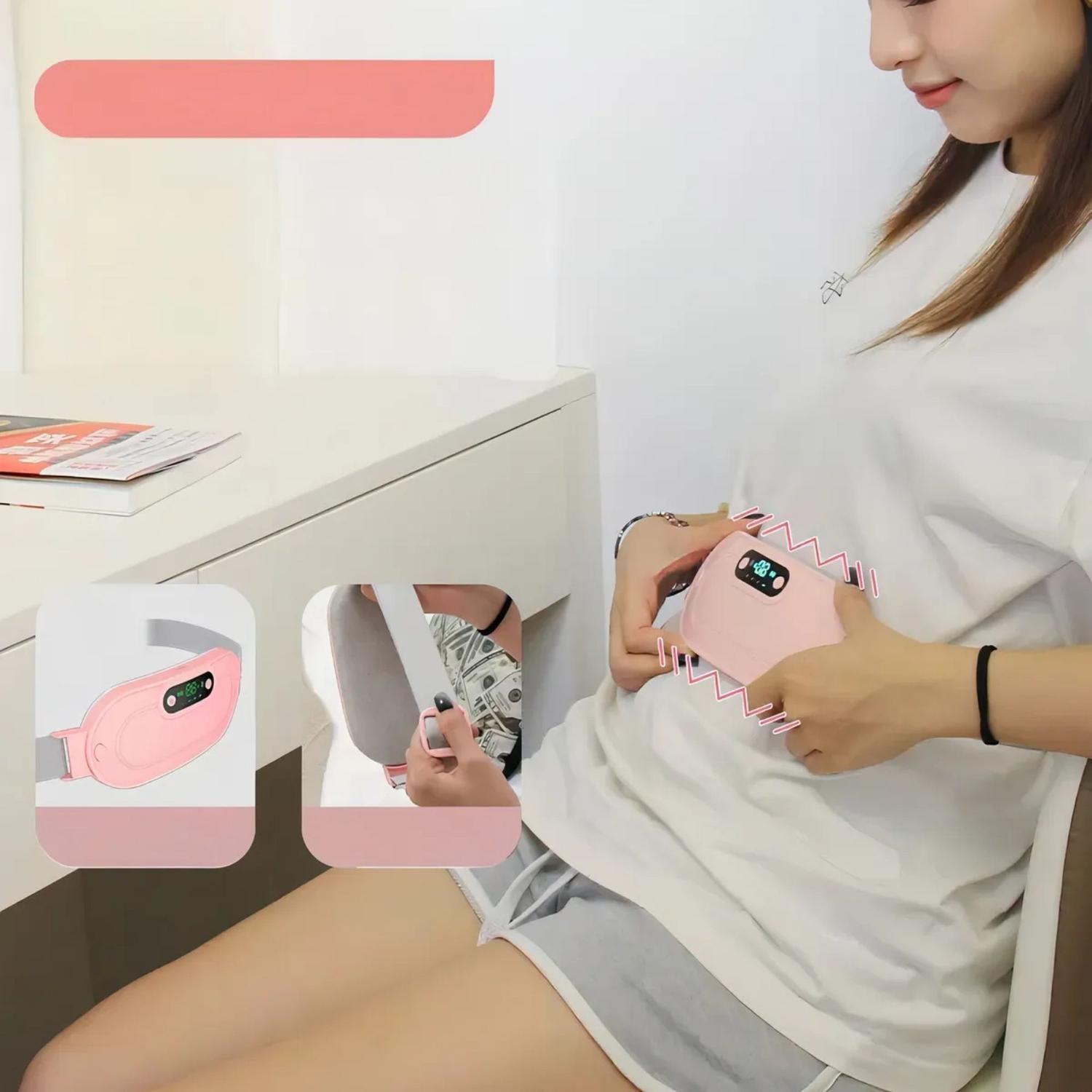 Cinturón Para Cólicos Menstruales Con Calor Masaje Rosa-3