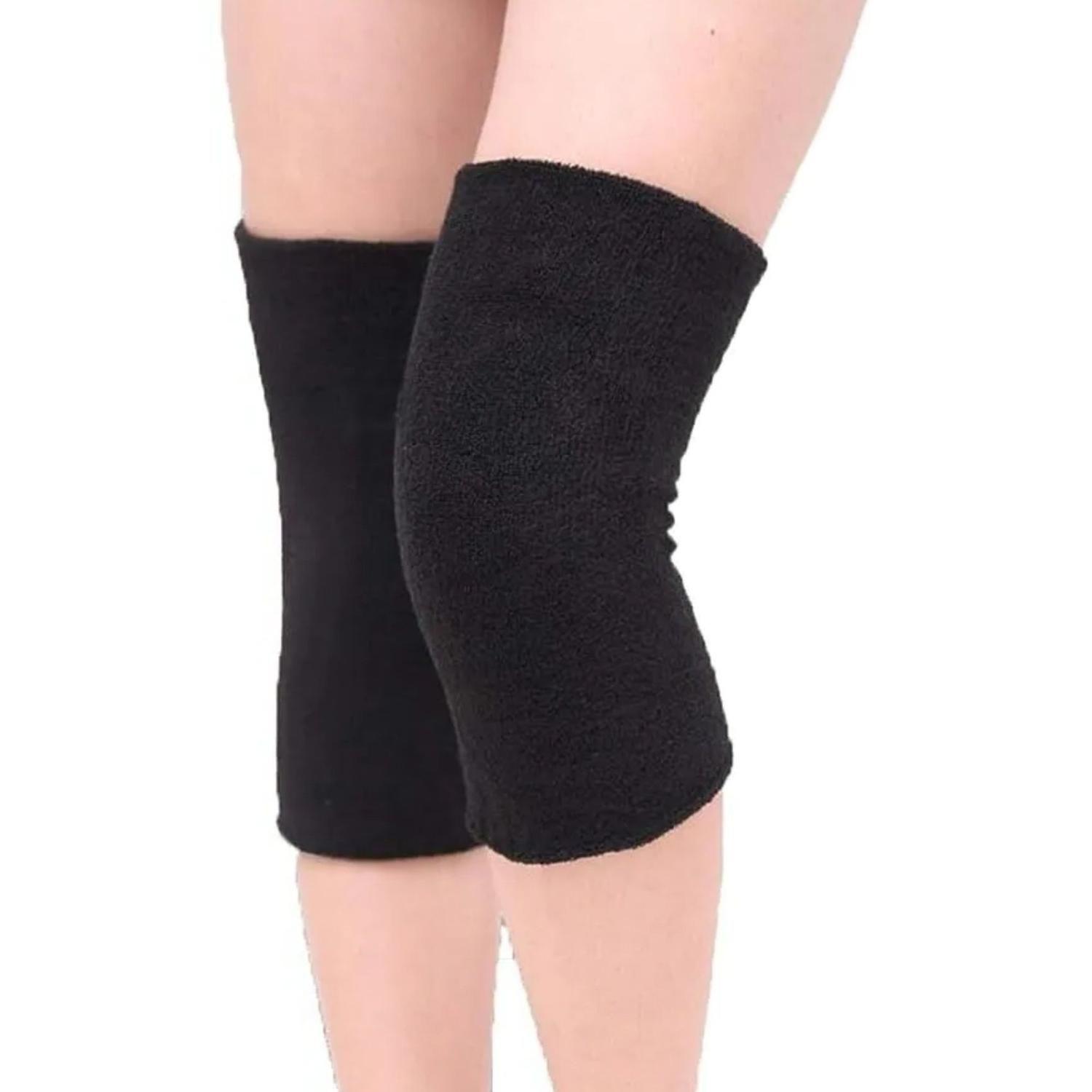 Rodillera Compresión Deportiva Lana Calentador Terapia Negro-1