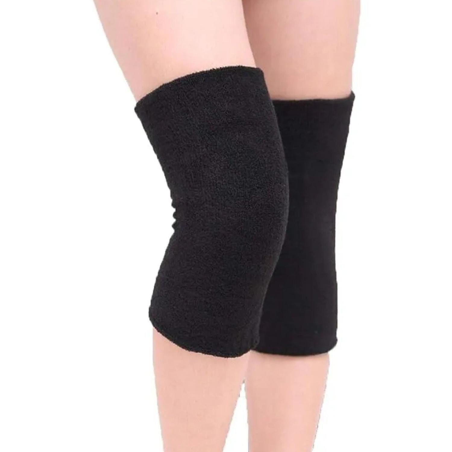 Rodillera Compresión Deportiva Lana Calentador Terapia Negro-2