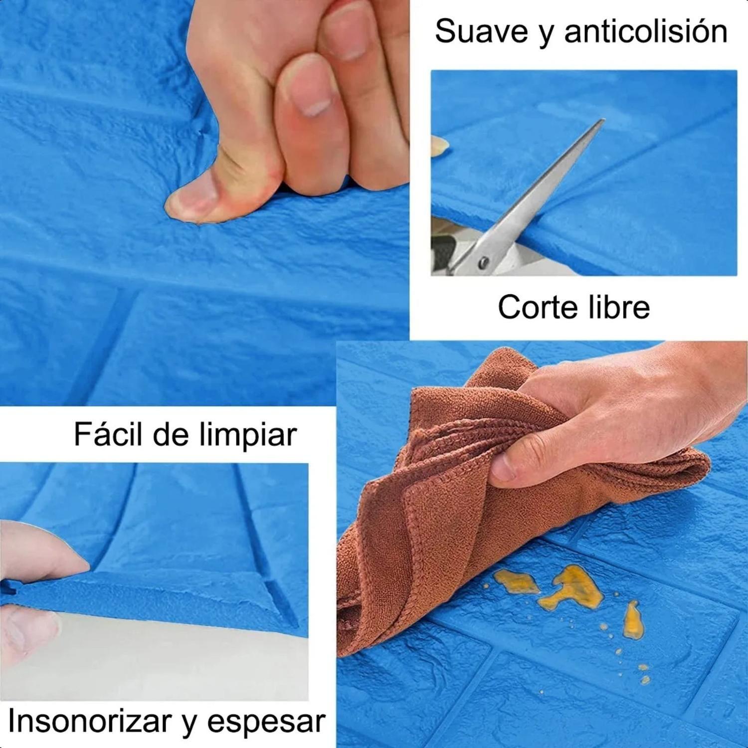 Pack 10 Pegatinas Pared Espuma 3D 70x77 CM Azul-3