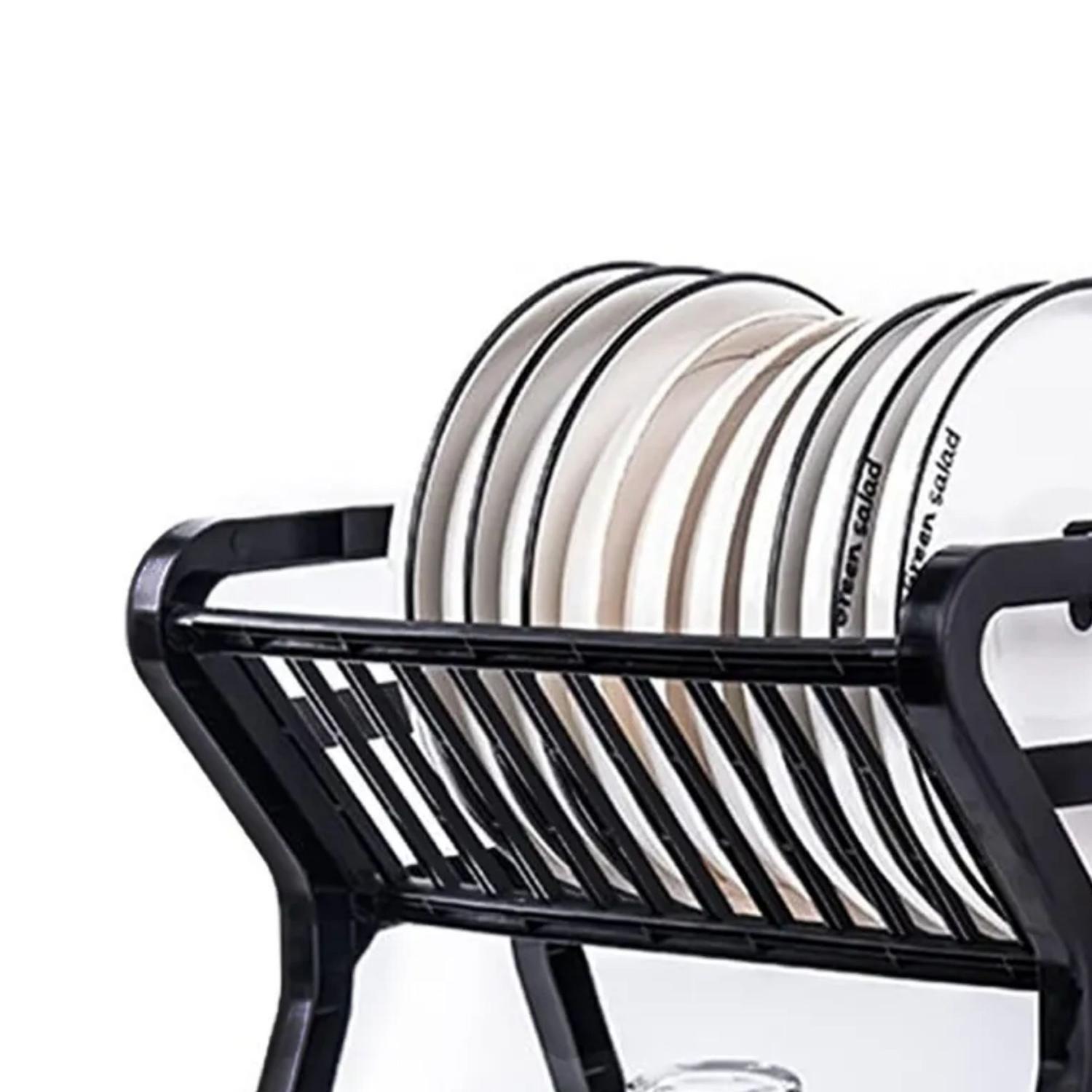 Rack Secador Escurridor Platos 2 Niveles 30x24.4x33.8 CM Negro-2