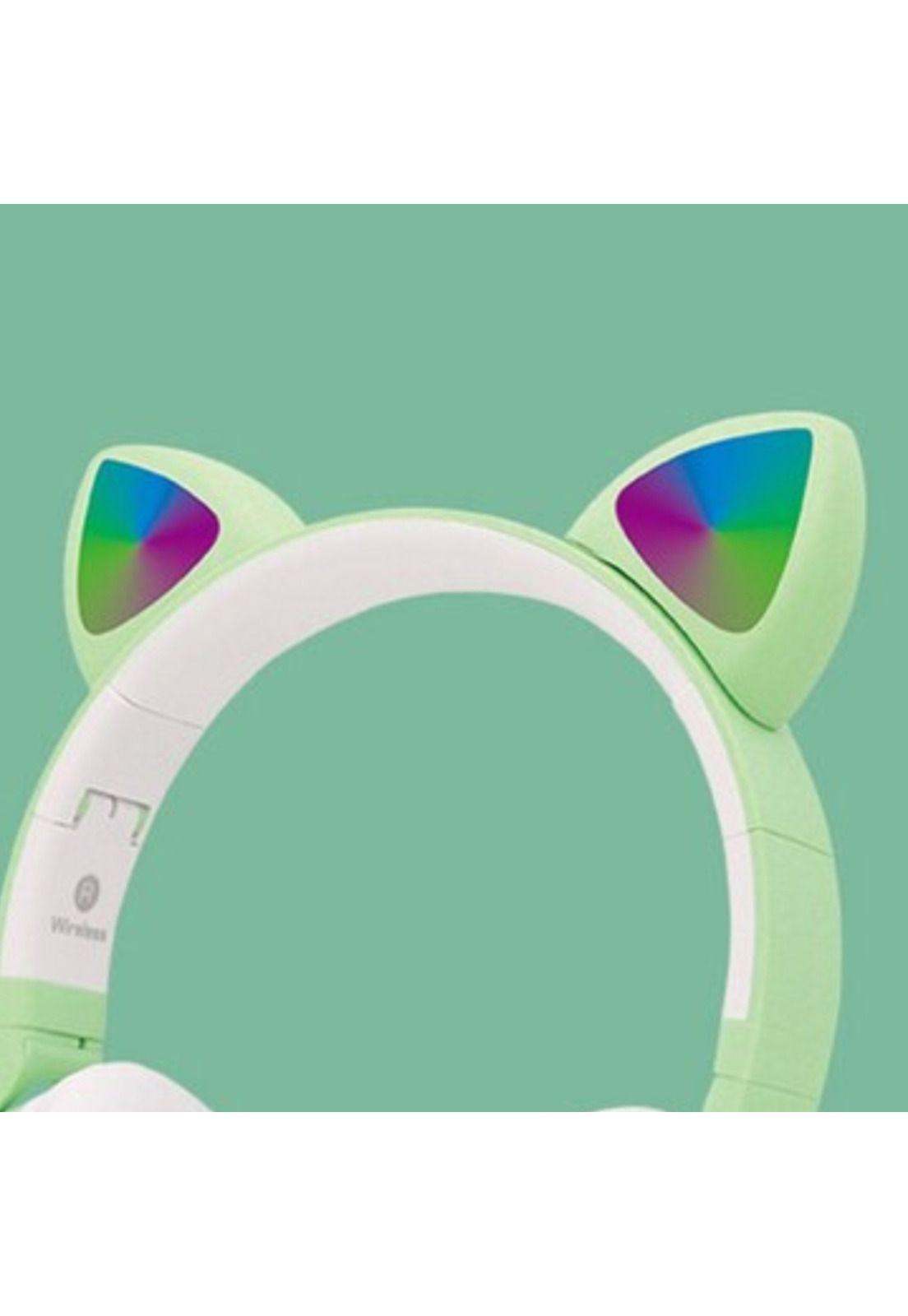 Audífonos inalámbrico Orejas Gato LED Wireless Bluetooth Verde-3