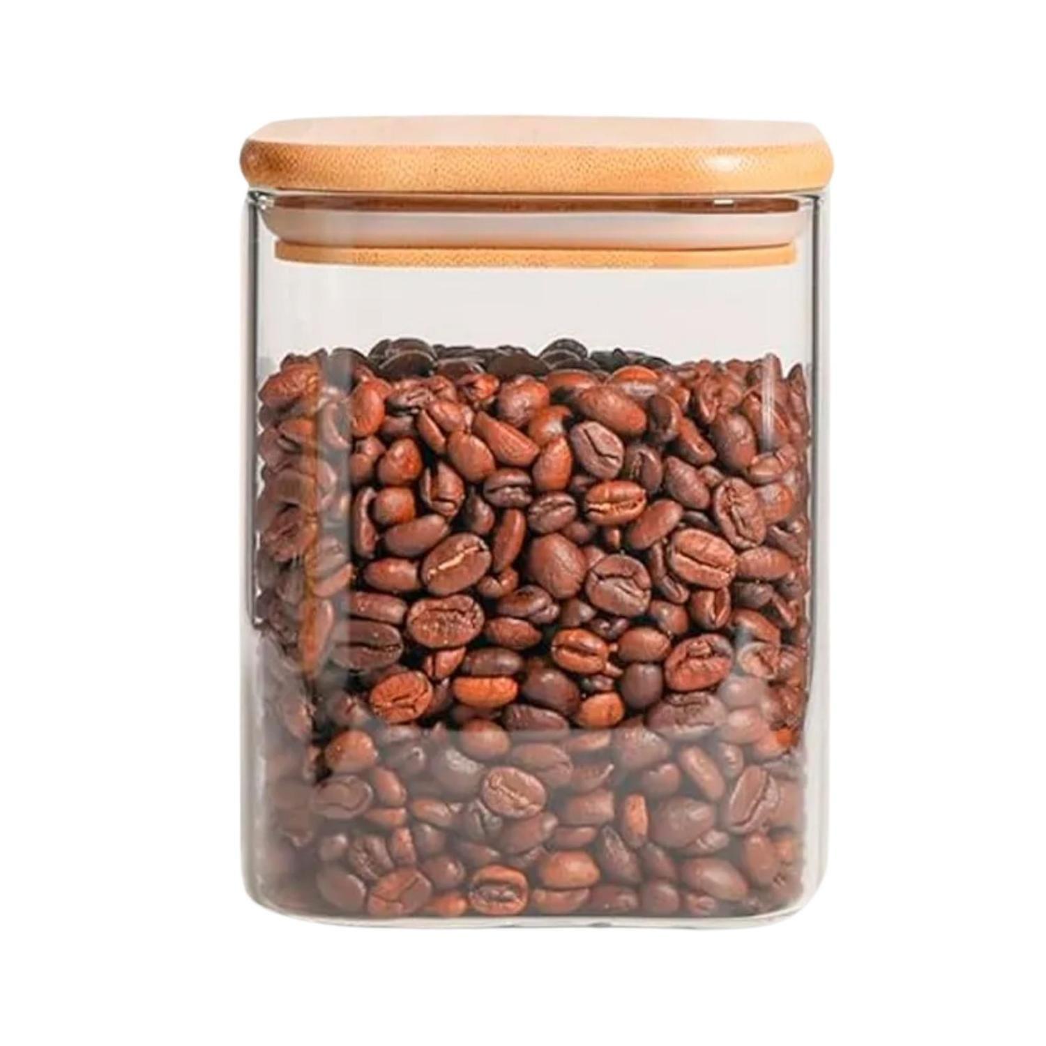 Pack 4 Frasco Hermetico Contenedor Especies Tapa Bambú 800 ML-1