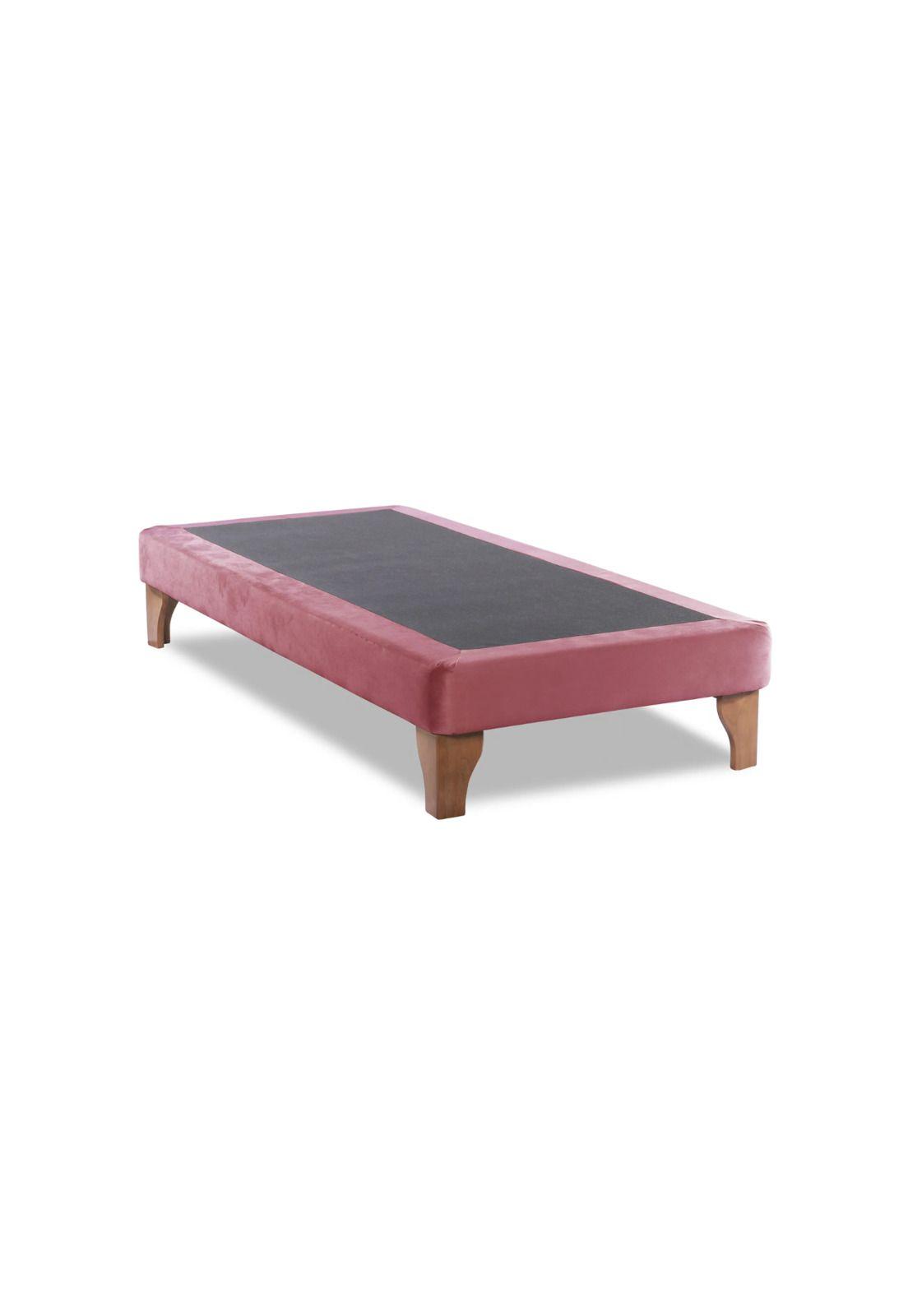 Base Cama Europea 1 Plaza 90x200 CM Palo Rosa  Felpa-2