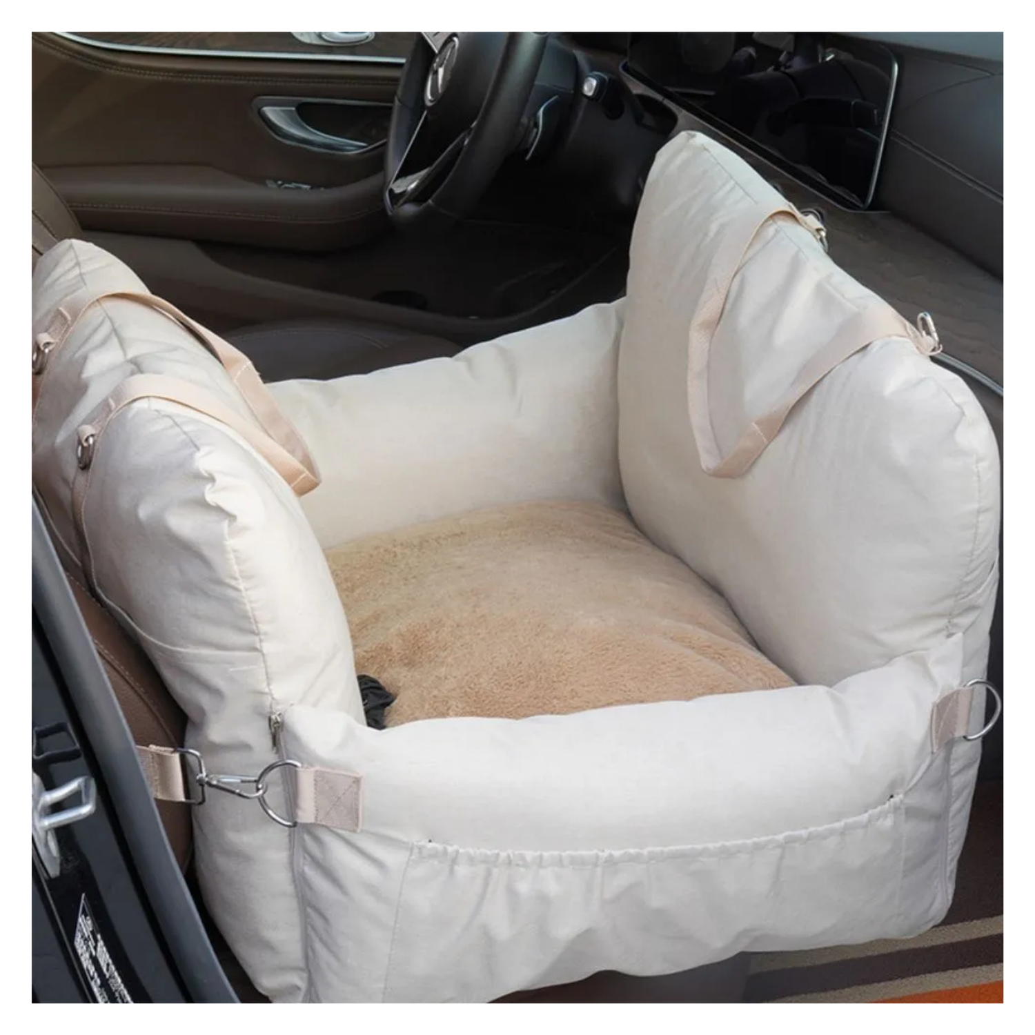 Asiento Auto Mascota Premium Lavable 60x50x43 CM Blanco-3