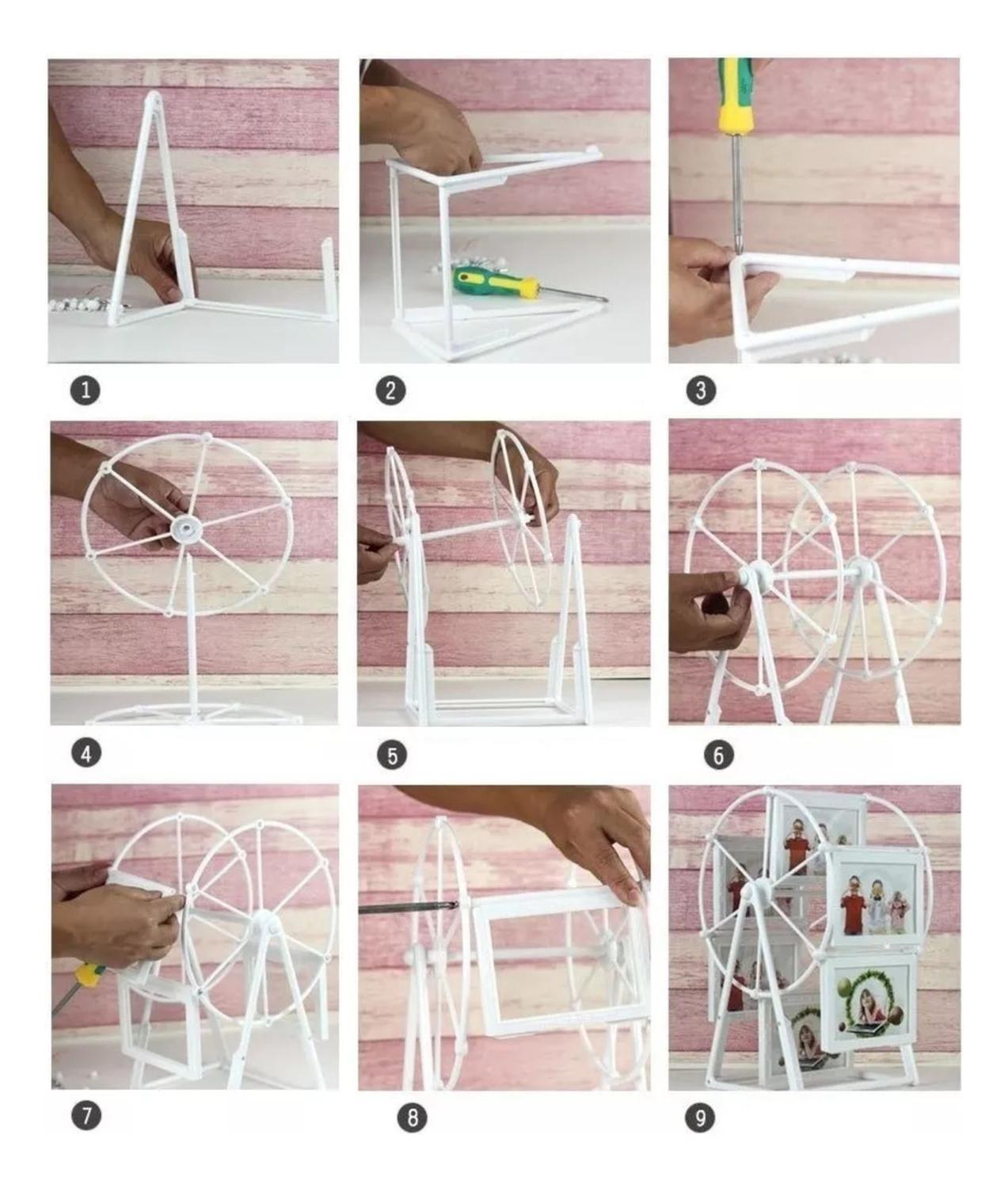 Porta Retrato Rueda Giratorio 12 Fotos Escritorio 15,5x17x33 CM-3