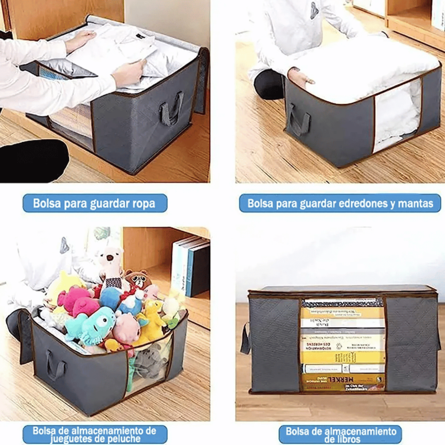 Pack 3 Bolsas Organizador Ropa 60x40x40 CM Gris-5