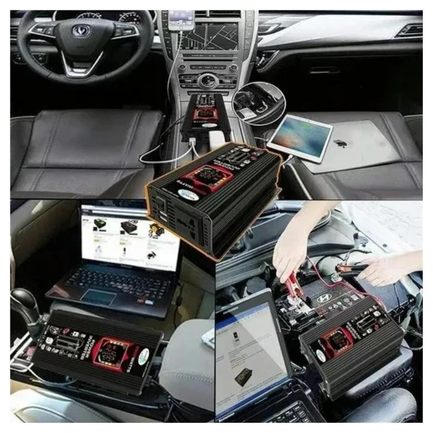 Inversor Corriente Coche Ferris 12v A 220v 6000 Watt Negro-3