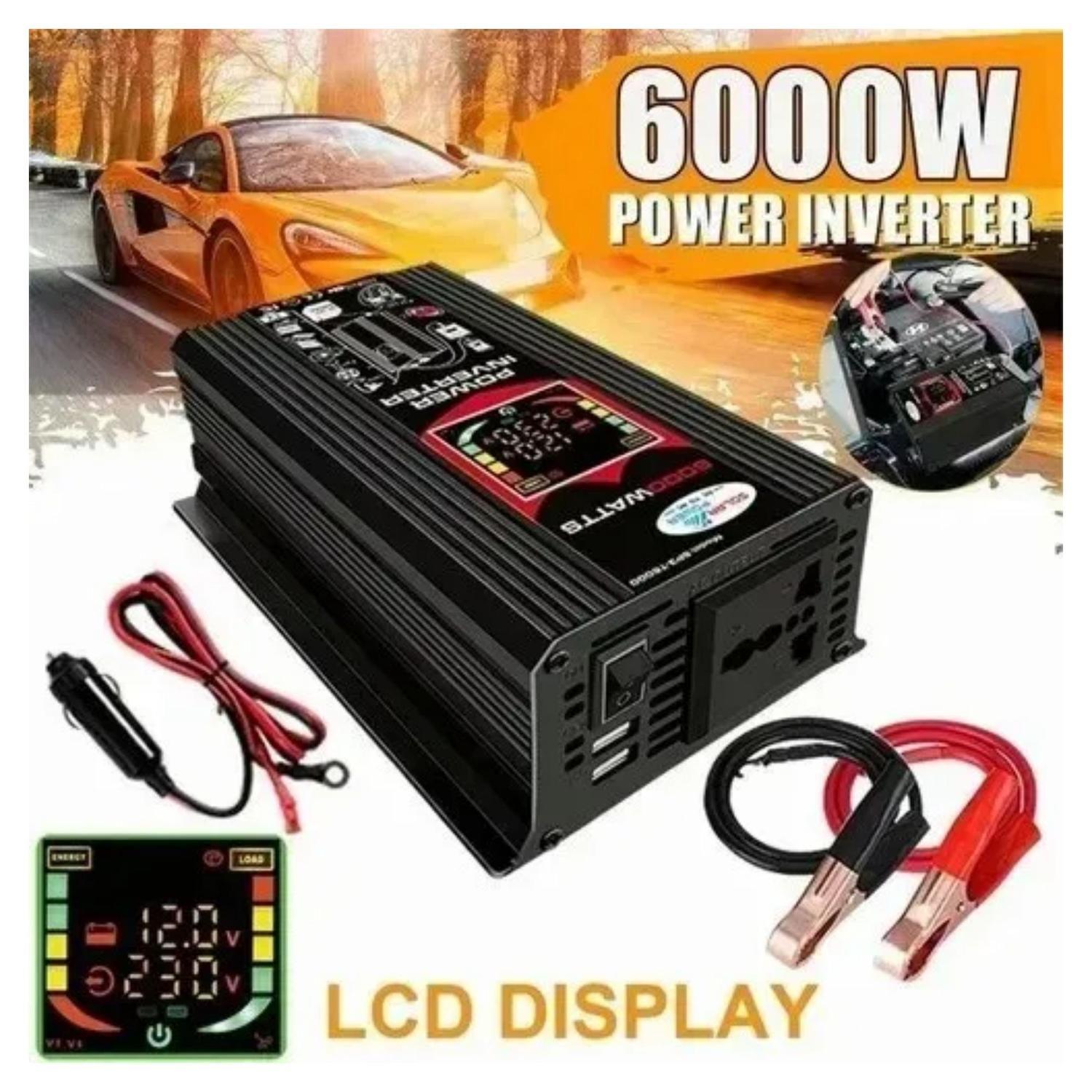 Inversor Corriente Coche Ferris 12v A 220v 6000 Watt Negro-4