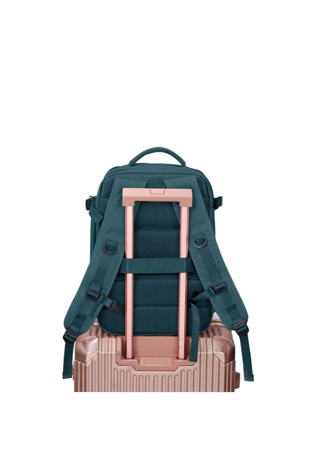 Mochila Viaje Gran Capacidad USB Tela Verde DLX-2