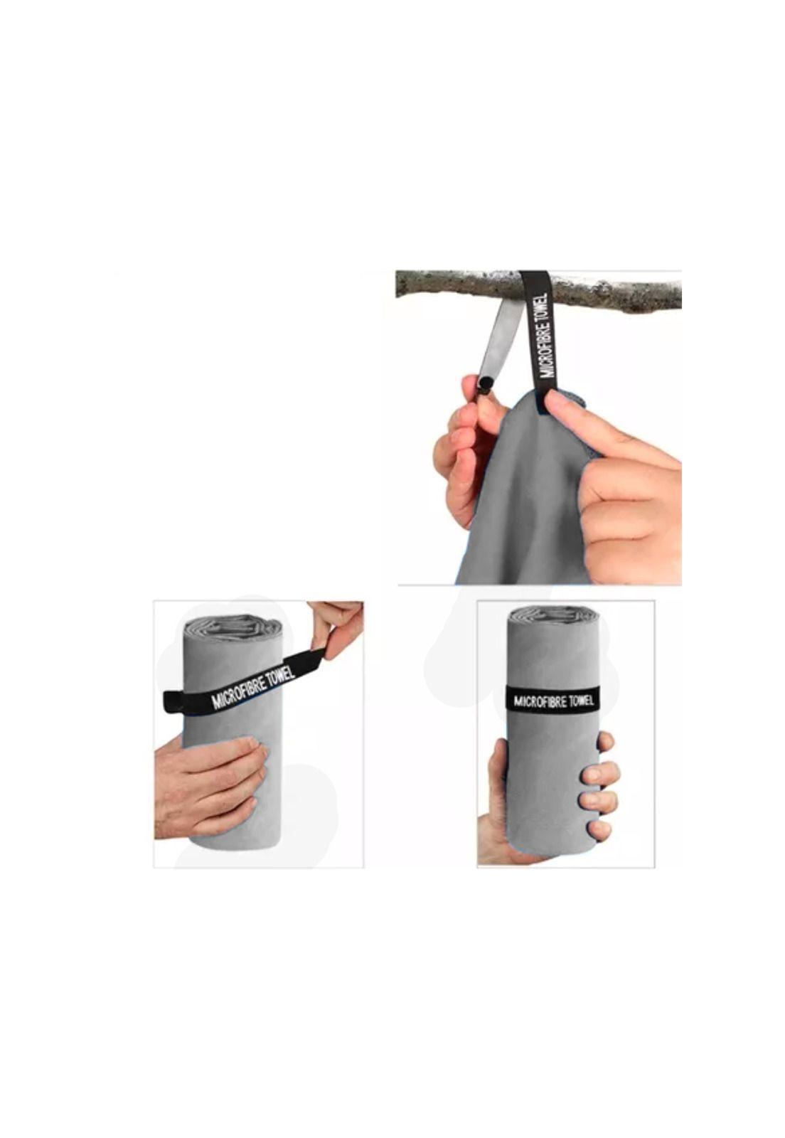 Set 3 Toallas Baño Viaje Microfibra Secado Rápido Gris-3