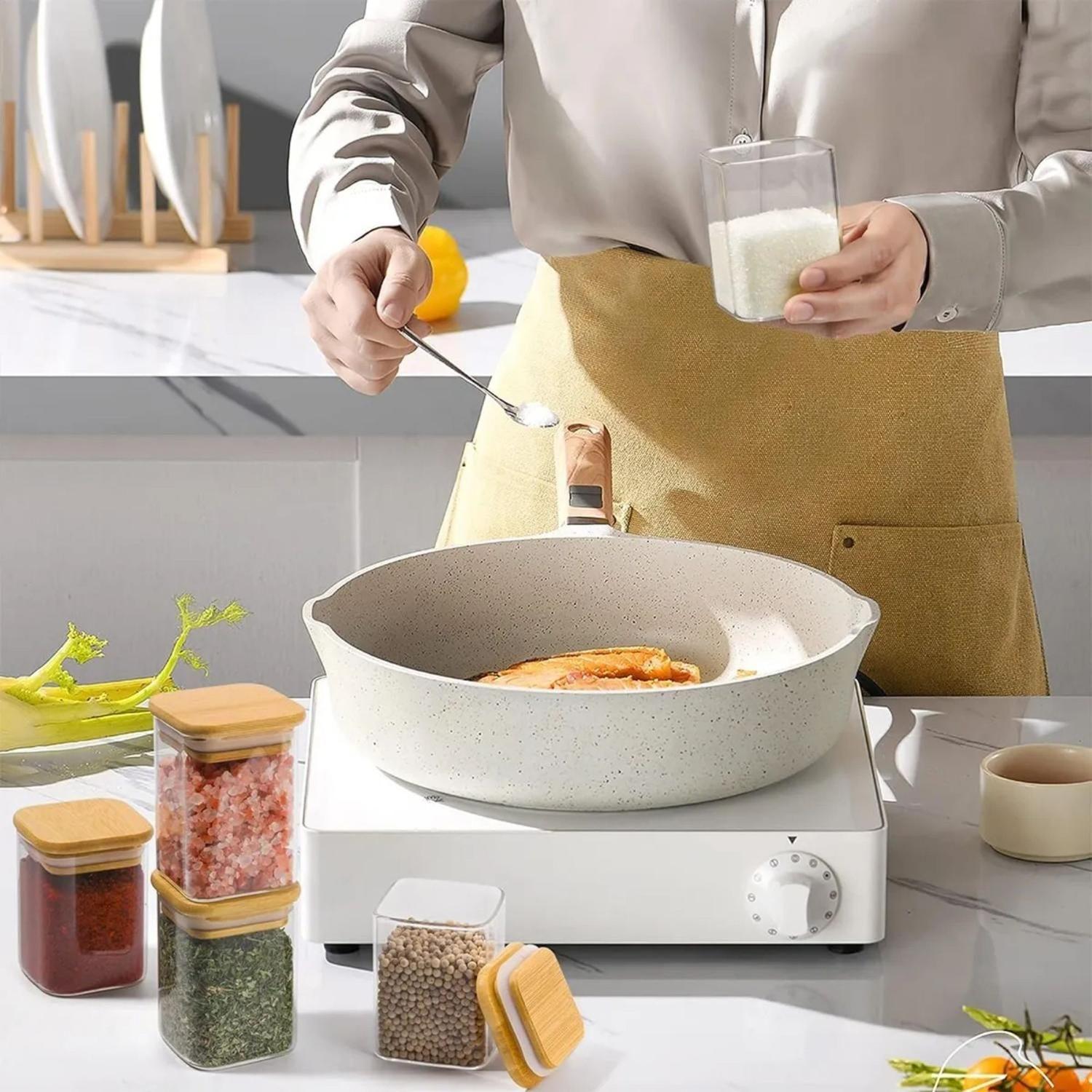 Pack 12 Frascos Contenedor Vidrio 15 Etiquetas 180 ML Bambú Negro-3