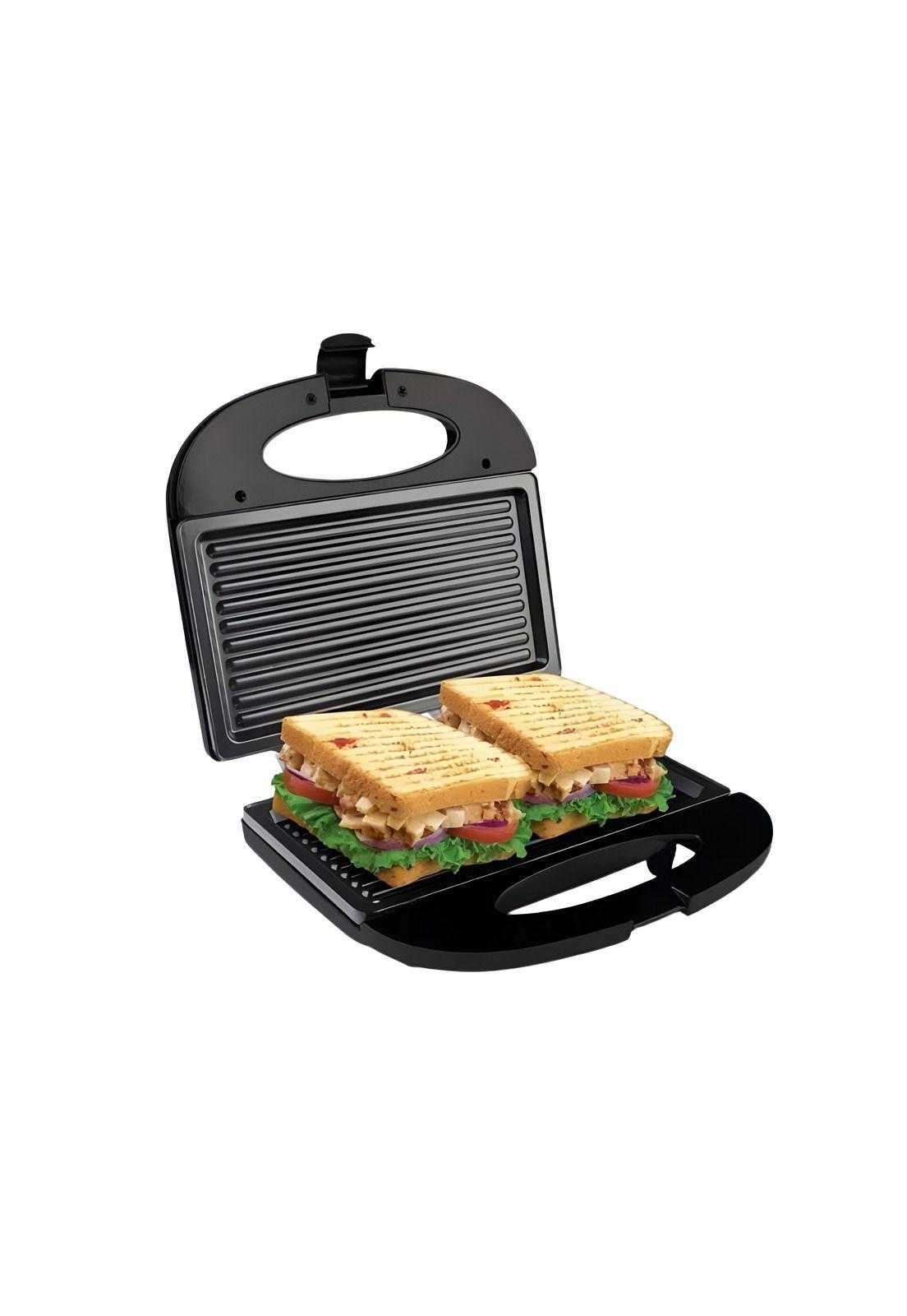 Plancha Sandwichera Grill Eléctrica Tostador Multiuso Negro-0