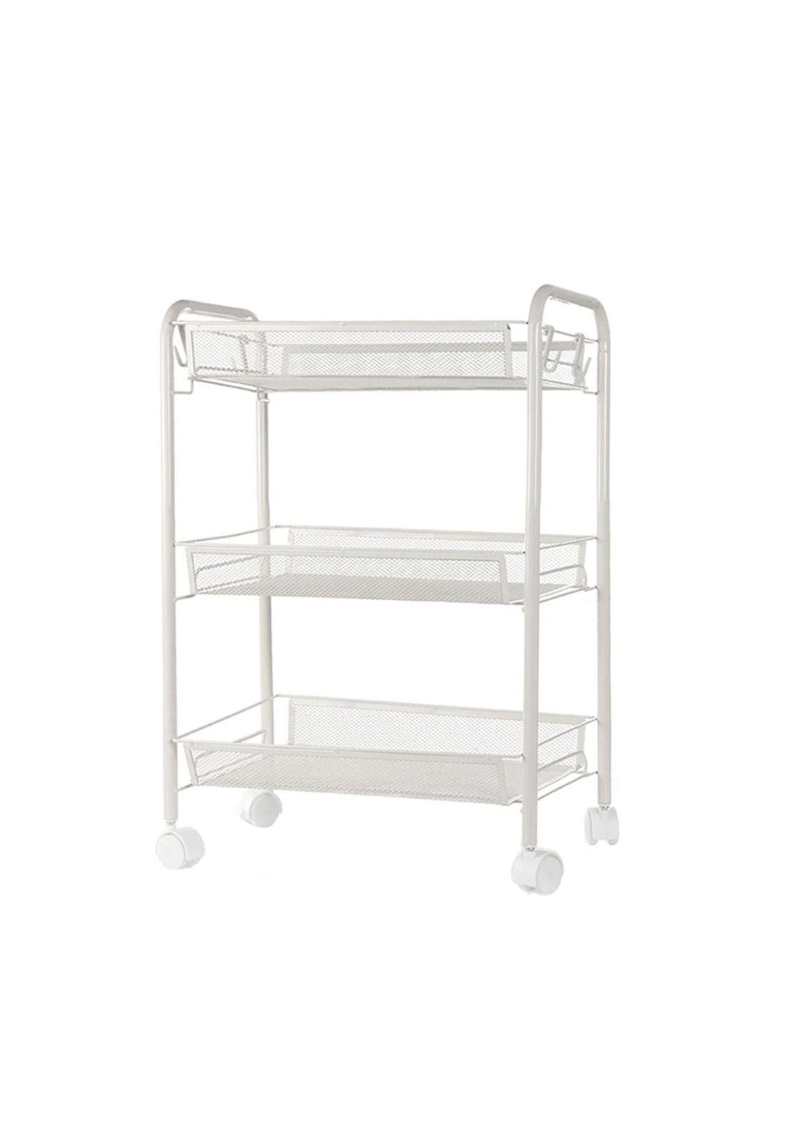 Organizador Repisa 3 Niveles Ruedas Metal Blanco 63x27x45 CM-4