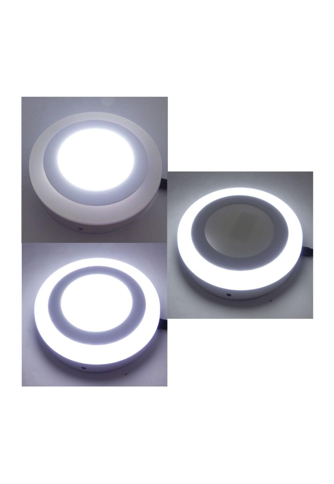 Foco LED Panel 12+4 Watt Dúo Luz Centro Borde Blanco Sobrepuesto-3
