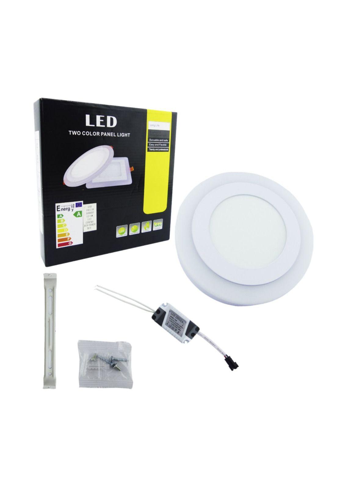 Foco LED Panel 12+4 Watt Dúo Luz Centro Borde Blanco Sobrepuesto-4