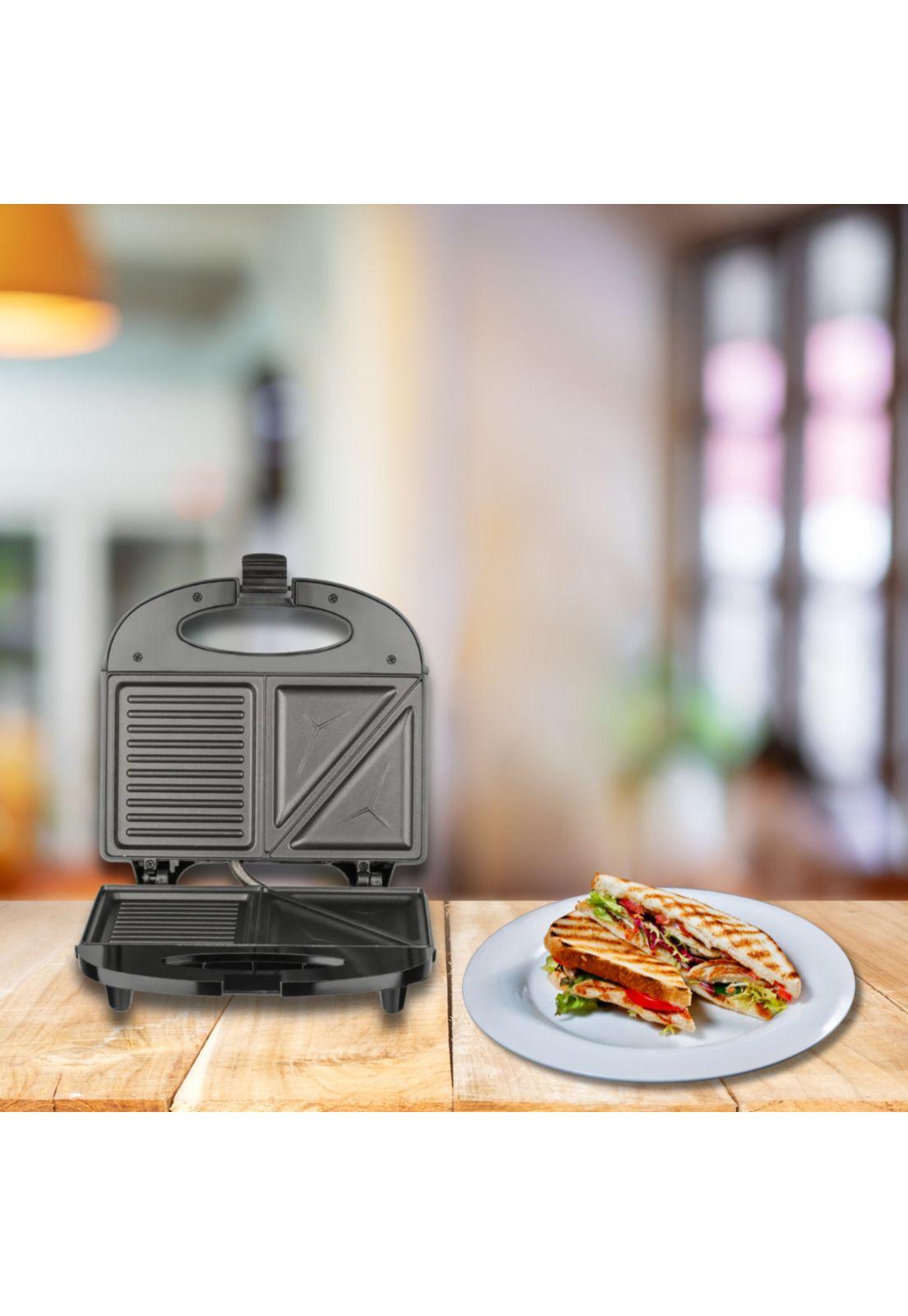 Maquina Plancha Tostadora Sandwichera Eléctrica 850 Watt Negro-4