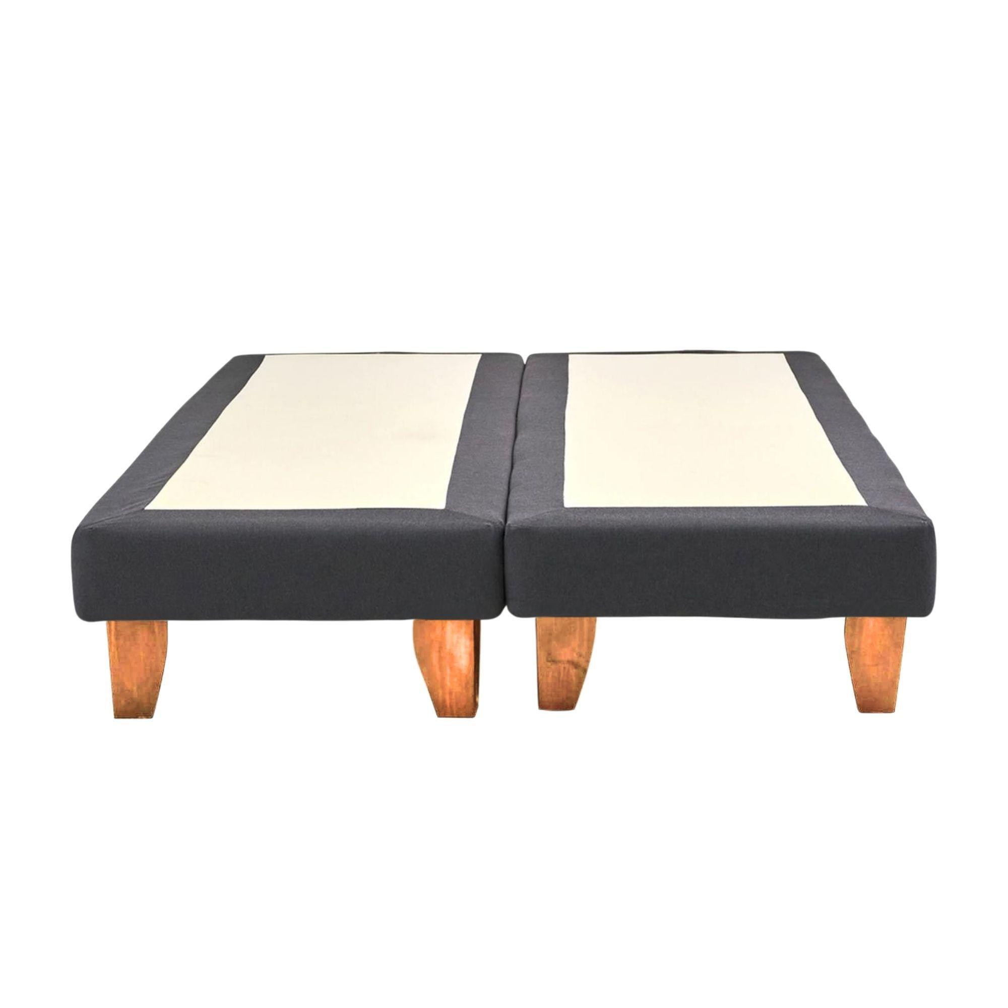 Base Dividida Cama Europea 2 Plazas 150x200 CM Gris Oscuro Felpa-2