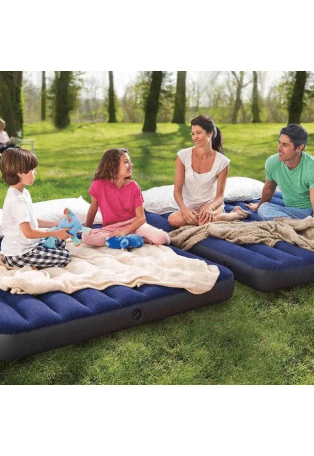 Colchón Inflable Individual 2 Plazas Azul-4